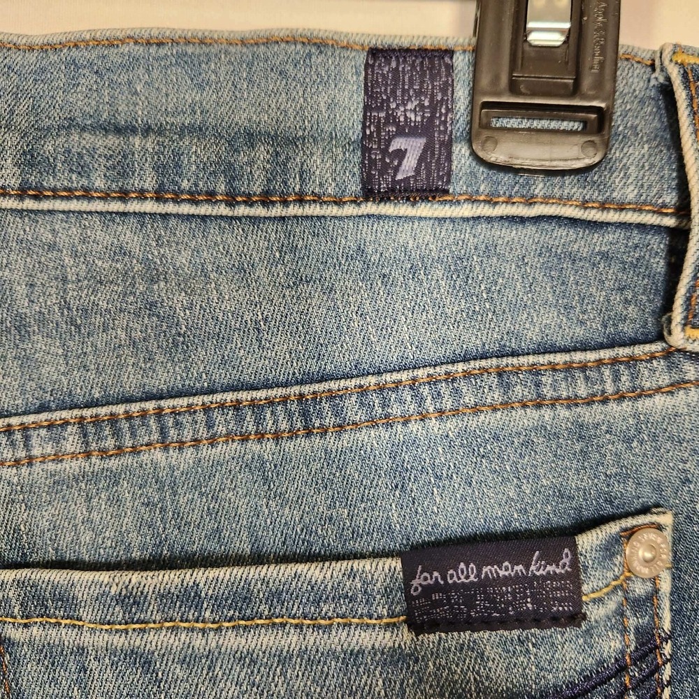 7 For All Mankind Mid Rise Dojo Flare Wide Leg Distressed Authentic Light 29 34 - Picture 16 of 16